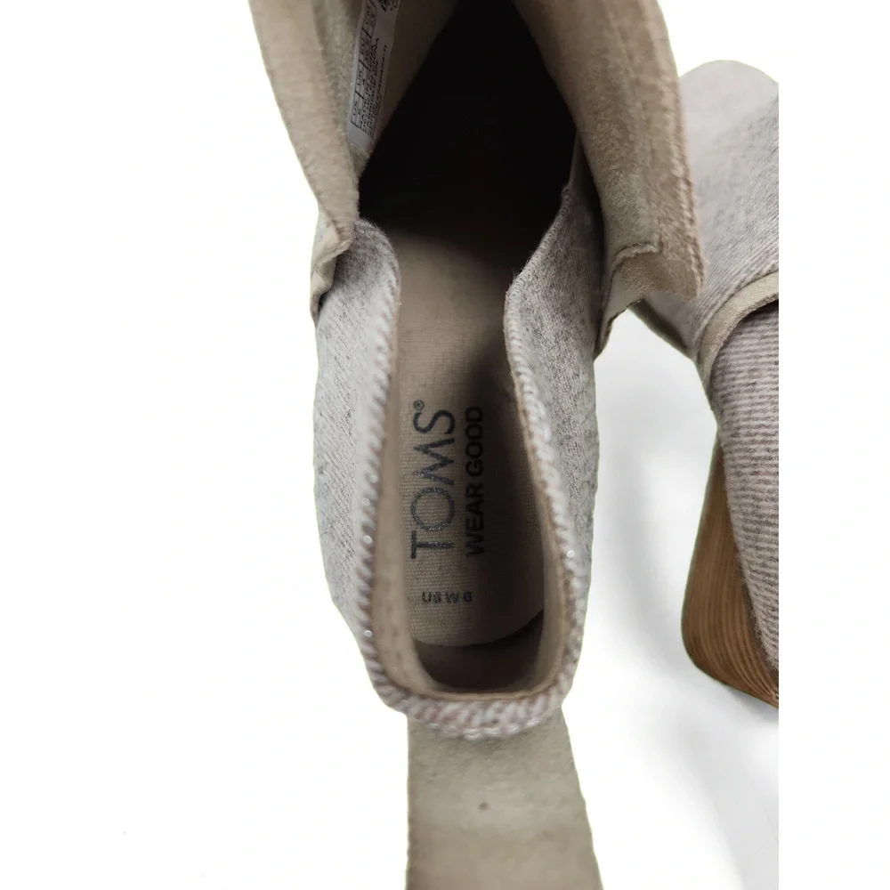 TOMS Kaia Wedge Bootie Size 6 Suede Twill Slip On Ankle Boot Minimalist Smart